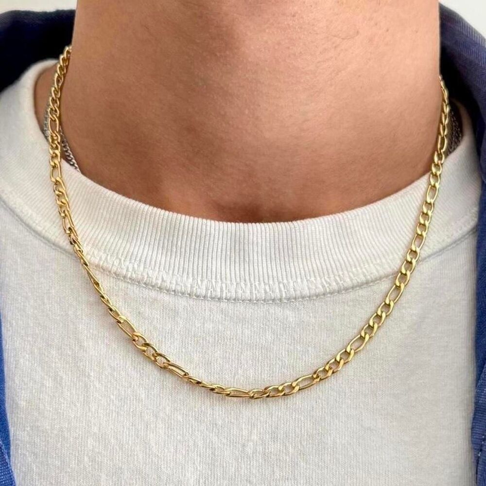 gold figaro link chain necklace